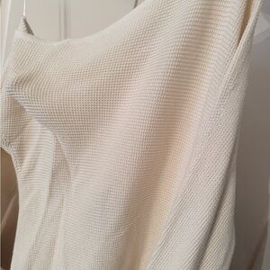 Cream waffle  Knit one shoulder Sweater